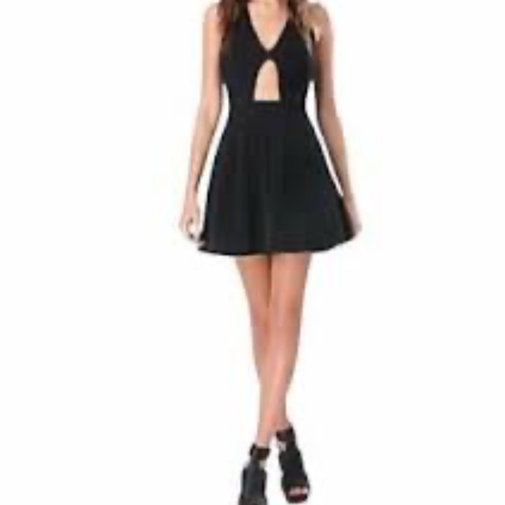 Bebe Black Cutout Skater Dress